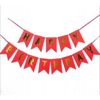 Girlanda - nápis HAPPY BIRTHDAY, červená - narozeninová oslava