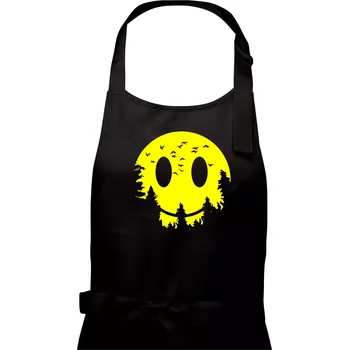 Kuchyňská zástěra Smiley Moon - Dámská zástěra na vaření - Univerzální velikost ( Černá )