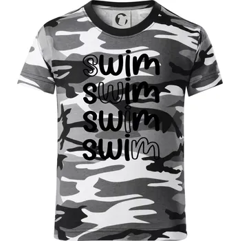 Chlapecké tričko Swim nápis - Dětské maskáčové triko - 122 cm/6 let ( Šedý maskáč )