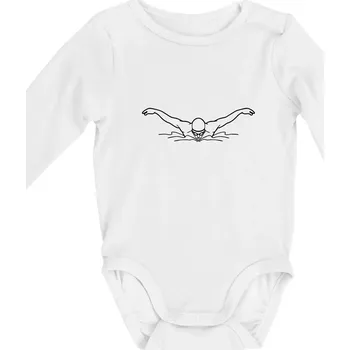 Plavec motýlek - Body kojenecké s dlouhým rukávem - Dlouhý r. 3-6 měs ( Bílá )