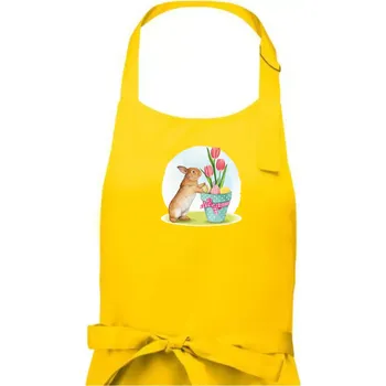 Kuchyňská zástěra Velikonoční zajíček tulipány - Dámská zástěra na vaření - Univerzální velikost ( Žlutá )