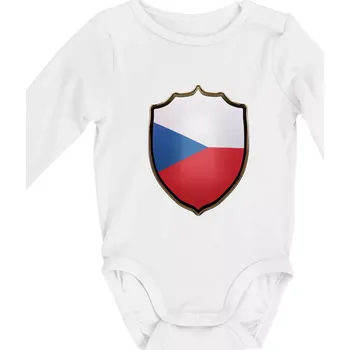 Česká vlajka erb - Body kojenecké s dlouhým rukávem - Dlouhý r. do 3 měs ( Bílá )
