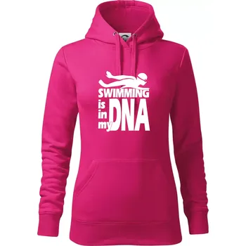 Dámská mikina Swimming is in my DNA - Mikina dámská Cape s kapucí - L ( Purpurová )