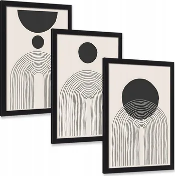 Obraz Sada obrazů BOHO tvary linie do obýváku 3 kusy plakátů v rámu 40x30