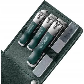 Sada 4 kosmetických doplňků pro manikúru a pedikúru, lahvově zeleň