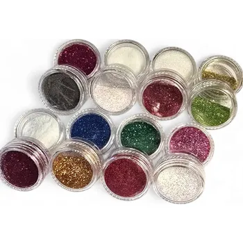 Sada třpytivého prachu na zdobení nehtů v dózičkách 9 ks, třpytky na manikúru