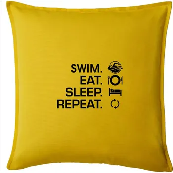Polštář Eat sleep swim - Polštář 50x50 - 50x50 - Pouze potah ( Žlutá )