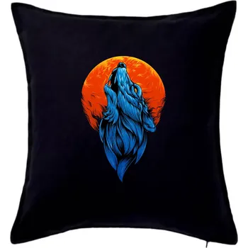 Polštář Vlk a úplněk měsíce - Polštář 50x50 - 50x50 - Včetně výplně ( Černá )