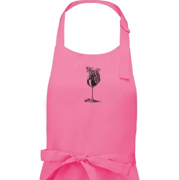 Kuchyňská zástěra Sklenice plná vína - Pánská zástěra na vaření - Univerzální velikost ( Růžová )