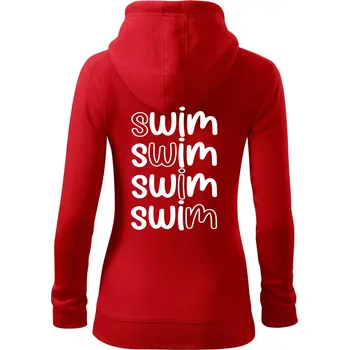 Dámská mikina Swim nápis - Dámská mikina trendy zipper s kapucí - S ( Červená )