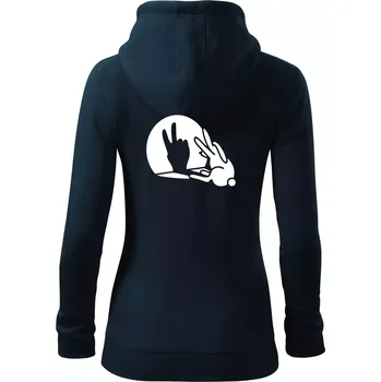 Dámská mikina Zajíc stín mír - Dámská mikina trendy zipper s kapucí - XL ( Námořní modrá (velmi tmavá - téměř černá) )