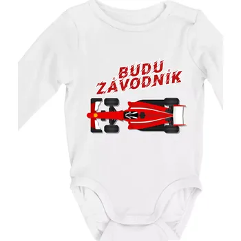 Budu závodník červená formule - Body kojenecké s dlouhým rukávem - Dlouhý r. 6-12 měs ( Bílá )