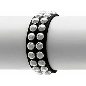 Náramek náramek BLACK SNAKE ROUND RIVETS 2 ROWS