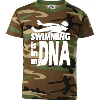 Chlapecké tričko Swimming is in my DNA - Dětské maskáčové triko - 122 cm/6 let ( Hnědý maskáč )