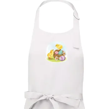 Kuchyňská zástěra Velikonoční kuřátka - Dámská zástěra na vaření - Univerzální velikost ( Bílá )