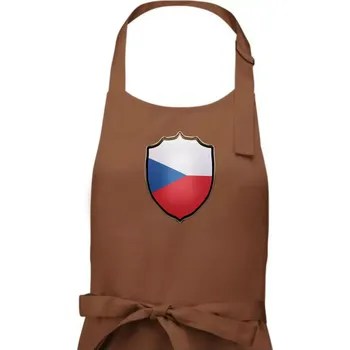 Kuchyňská zástěra Česká vlajka erb - Dámská zástěra na vaření - Univerzální velikost ( Kakaová )
