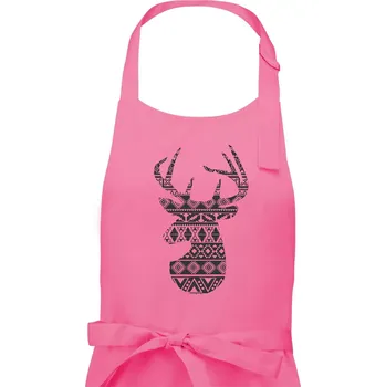 Kuchyňská zástěra Jelen - svetr s jelenem - Pánská zástěra na vaření - Univerzální velikost ( Růžová )