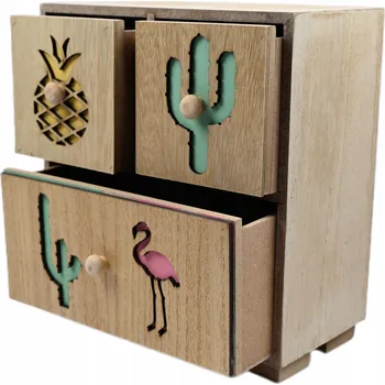 Šperkovnice ŠPERKOVNICE TROPICKÁ SKŘÍŇKA DŘEVĚNÝ ORGANIZÉR NA ŠPERKY TŘI ZÁSUVKY