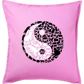 Polštář YinYang Cats - Polštář 50x50 - 50x50 - Pouze potah ( Růžová )