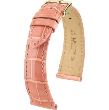 Módní doplněk Kožený řemínek Hirsch London 04307123-7, růžový, aligátoří kůže, Quick Release