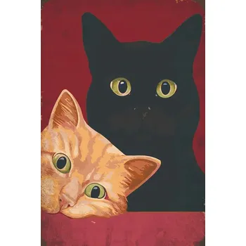 Obraz Plechová cedule Cats