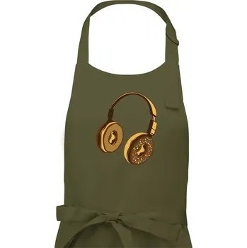 Kuchyňská zástěra Headphone Donut - Dámská zástěra na vaření - Univerzální velikost ( Khaki )