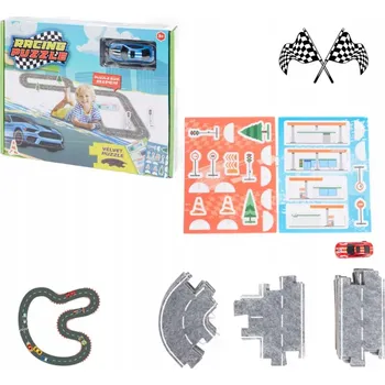 autodráha SKLÁDACÍ ZÁVODNÍ DRÁHA PUZZLE ZÁVODNÍ S AUTÍČKEM A DOPRAVNÍMI ZNAČKAMI