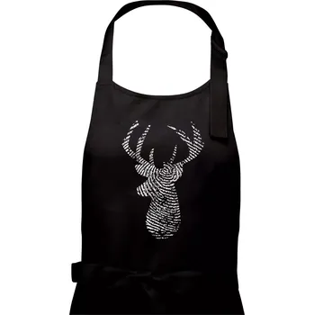 Kuchyňská zástěra Jelen otisk prstu - Pánská zástěra na vaření - Univerzální velikost ( Černá )