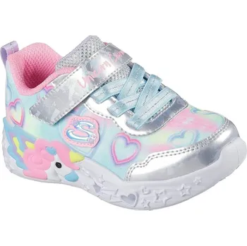 Chlapecké tenisky Skechers Lighted Unicorn Gore & Strap W Mult Light Up Trainers Girls Silver/Multi C8 (25.5)