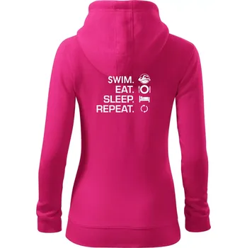 Dámská mikina Eat sleep swim - Dámská mikina trendy zipper s kapucí - 2XL ( Purpurová )