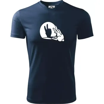 Pánské tričko Zajíc stín mír - Pánské triko Fantasy sportovní (dresovina) - 2XL ( Námořní modrá (velmi tmavá - téměř černá) )