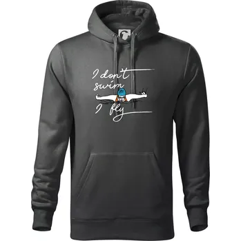 Pánská mikina I don't swim i fly - Mikina pánská Cape s kapucí - 5XL ( Tmavá břidlice (šedá se zeleným nádechem) )