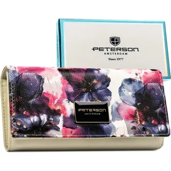 Peněženka Dámská květinová peněženka z přírodní a eko kůže Barva: béžová || růžová || vícebarevný