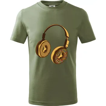 Headphone Donut - Tričko dětské bavlněné - 134 cm/8 let ( Khaki )