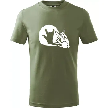 Dětská móda Zajíc stín rock - Tričko dětské bavlněné - 146 cm/10 let ( Khaki )
