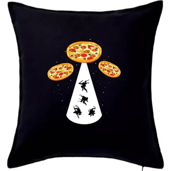 Polštář Pizza UFO - Polštář 50x50 - 50x50 - Pouze potah ( Černá )