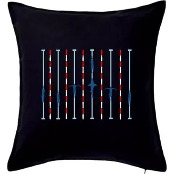 Polštář Plavecký bazén žralok - Polštář 50x50 - 50x50 - Pouze potah ( Černá )