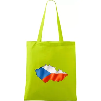 Česká vlajka v obrysu republiky - Taška bavlněná - 42 x 38 cm ( Limetková )