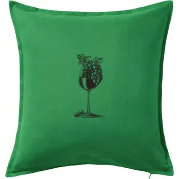 Polštář Sklenice plná vína - Polštář 50x50 - 50x50 - Pouze potah ( Středně zelená )