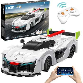 RC model auta CaDA stavebnice Závodní auto na dálkové ovládání 20 cm bílé Pininfarina H2 Speed Vehicle 296 dílků RC Dual Mode