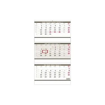 Kalendář Tříměsíční kalendář skládaný šedý