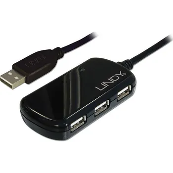 USB hub LINDY USB 2.0 Active Extension Pro 4 Port Hub USB 2.0 hub se zabudovaným repeaterem vícebarevná