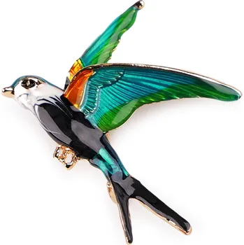 Náramek Brož ptáček, malé, 6 zelená mořská