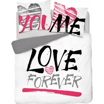 Povlečení POVLEČENÍ BAVLNĚNÉ 160 X 200 CM LOVE FOREVER