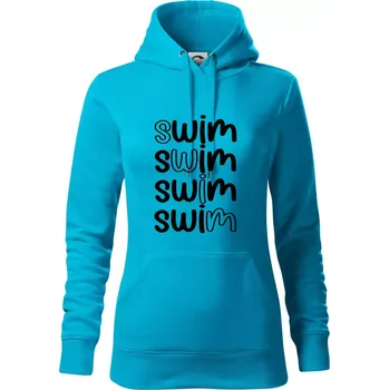 Dámská mikina Swim nápis - Mikina dámská Cape s kapucí - XL ( Světlý tyrkys )