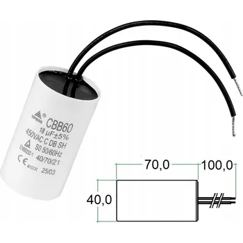 Kondenzátor Startovací kondenzátor 18uF 450V 18 uF 450 V