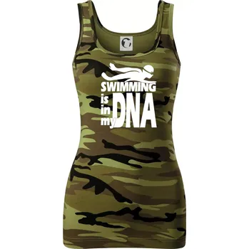 Dámské oblečení Swimming is in my DNA - Dámské Maskáčové tílko - XS ( Zelený maskáč )