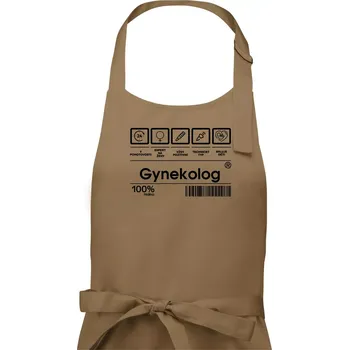 Kuchyňská zástěra Čárový kód - gynekolog - Pánská zástěra na vaření - Univerzální velikost ( Cappuccino )