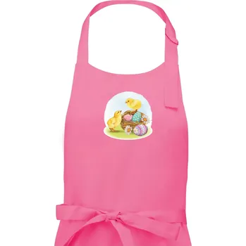 Kuchyňská zástěra Velikonoční kuřátka - Pánská zástěra na vaření - Univerzální velikost ( Růžová )