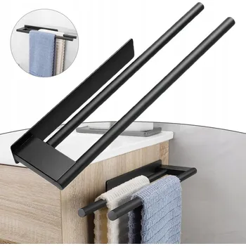 Držák na ručník DRŽÁK NA RUČNÍKY, DVOJITÝ WIESZAK NA RĘCZNIKI ČERNÝ DRŽÁK NA RUČNÍKY